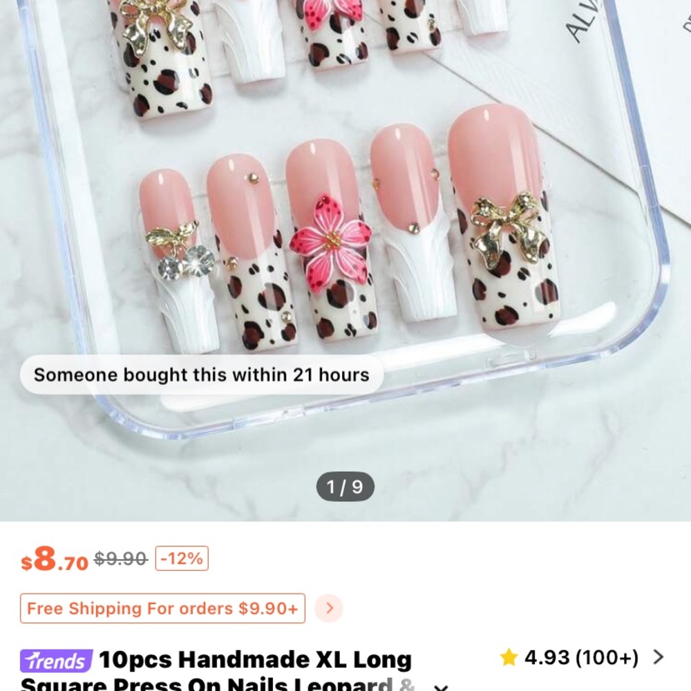 Pink and White Leopard Print Press-On Nails